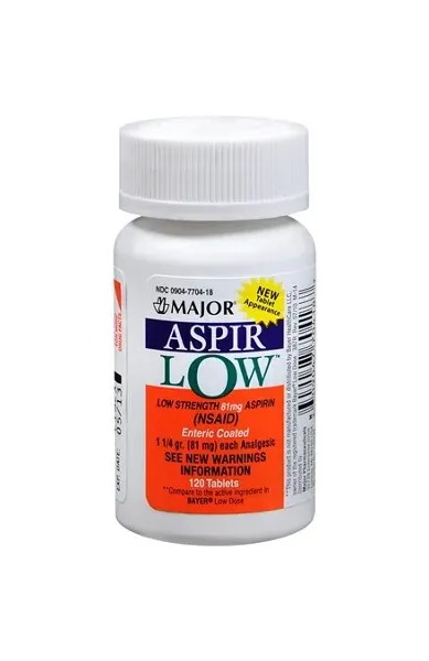 Major Pharmaceuticals - 001700 - Aspir-Low, Enteric-Coated, 81mg, 250s, Compare to Bayer Low Dose, NDC# 00904-7704-70
