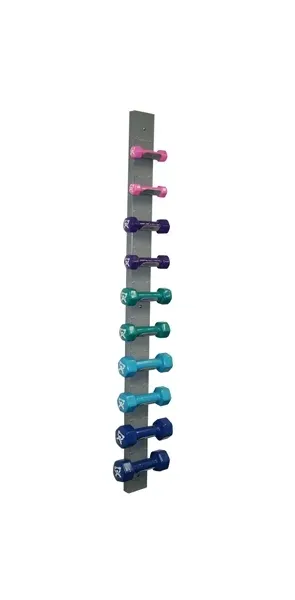 Fabrication Enterprises - 10-0564 - CanDo vinyl coated dumbbell - 10-piece set with Wall Rack - 1, 2, 3, 4, 5