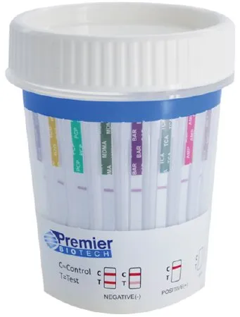 Premier Biotech - PCA-10S-LC-02 - Drugs of Abuse Test Bio-Cup&#153; 10-Drug Panel AMP, BAR, BZO, COC, mAMP/MET, MTD, OPI, PCP, PPX, THC,Urine Sample 25/cs