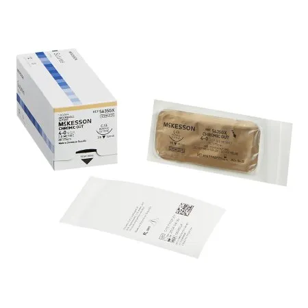 McKesson - From: S635GX To: S8665G - Absorbable Suture with Needle Chromic Gut C 13 3/8 Circle Reverse Cutting Needle Size 4 0