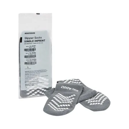 McKesson - 16-SCE3 - Slipper Socks 2X Large Gray Above the Ankle