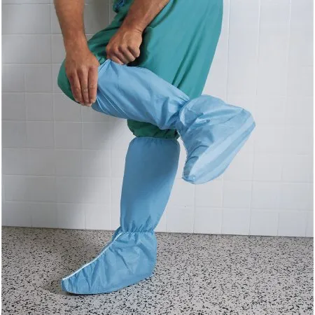 O & M Halyard - Hi Guard - 69572 - O&M Halyard  Boot Cover  One Size Fits Most Knee High Nonskid Sole Blue NonSterile