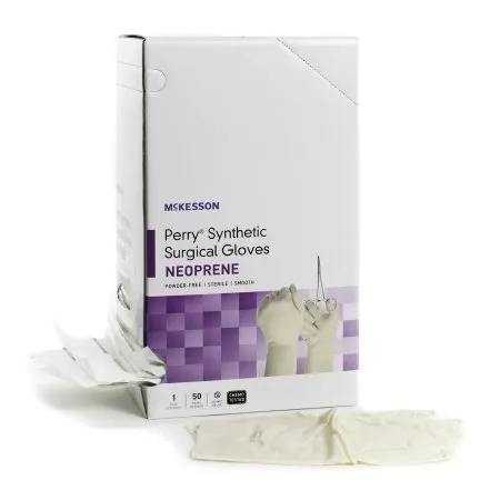 McKesson - 20-2675N - Perry Synthetic Surgical Gloves Surgical Glove Perry Synthetic Surgical Gloves Size 7.5 Sterile Polychloroprene Standard Cuff Length Smooth Cream Chemo Tested