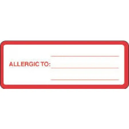 Precision Dynamics - 59704575 - Pre-printed Label Allergy Alert Red / White Paper Allergic To: _______ Red Alert Label 1-1/8 X 3 Inch
