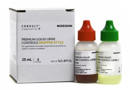 McKesson - McKesson Consult - 163-89116 - Urine Chemistry Urinalysis Control McKesson Consult Analyte Testing Positive Level / Negative Level 2 Level 1 (Abnormal) 25 mL Bottles  2 Level 2 (Normal with hCG) 25 mL Bottles
