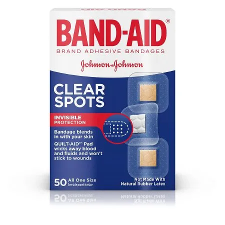 J & J Healthcare Systems - Band-Aid - 00381370047087 - J&J Band Aid Adhesive Spot Bandage Band Aid 7/8 X 7/8 Inch Plastic Square Clear Sterile