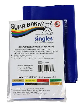 Fabrication Enterprises - CanDo - 10-6304 - Exercise Resistance Band CanDo Blue 5 Inch X 5 Foot Heavy Resistance