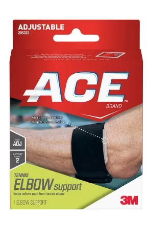 3M - From: 205323 To: 207524  ACE Elbow Support  Ace One Size Fits Most Hook and Loop Strap Closure Tennis Elbow Strap Left or Right Arm Black