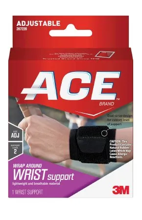 3M - 207220 - ACE Wrist Support Ace Low Profile / Wraparound Cotton / Nylon / Polyester / Polyurethane Foam / Rubber Latex Left or Right Hand Black One Size Fits Most