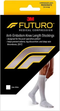 3M - 71057EN - Futuro Anti embolism Stocking Futuro Knee High Large / Regular White Closed Toe