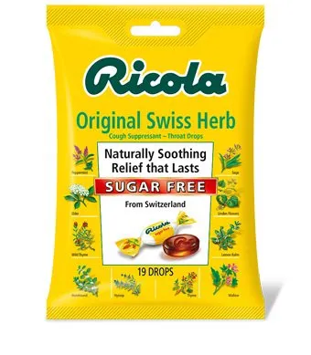 DOT Foods - Kraft Foods - Ricola Sugar-Free - 36602019209 - Cold and Cough Relief Ricola Sugar-Free 4.8 mg Strength Lozenge 19 per Bag