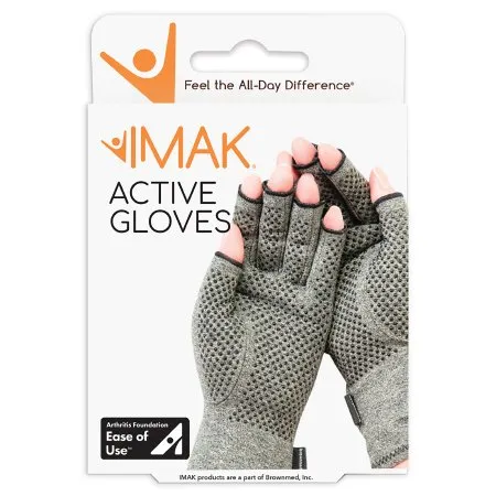 Brownmed - IMAK Compression Active - A20185 - Compression Gloves IMAK Compression Active Open Finger Small Wrist Length Hand Specific Pair Cotton