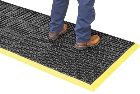 Uline - H-1327 - Safety Floor Mat 3 X 10 Foot Black / Yellow Rubber