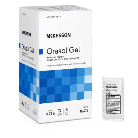 McKesson - 82474 - Oral Pain Relief 20% Strength Benzocaine Oral Gel 0.75 Gram