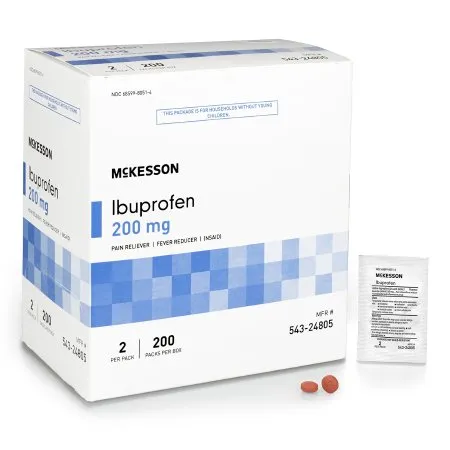 McKesson - 24805 - Pain Relief Mckesson Brand 200 Mg Strength Ibuprofen Unit Dose Tablet 200 Per Box
