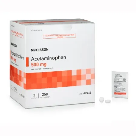 McKesson - 82468 - Brand Pain Relief Brand 500 mg Strength Acetaminophen Unit Dose Tablet 250 per Box