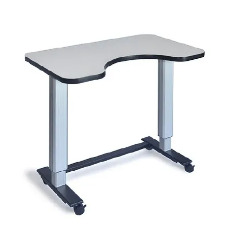 Hausmann Industries - 6294 - Mobile Table with Front Cutout, 37" x 24" x 30"-43", Folkstone Gray, 250 lb Capacity, Front Cutout is 19" wide x 6" deep, Top is 37" long x 24" deep (DROP SHIP ONLY)