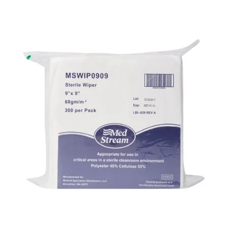 McKesson - MSWIP0909 - Cleanroom Wipe ISO Class 5 White Sterile Polyester / Cellulose 9 X 9 Inch Disposable
