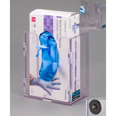 Poltex - 1GBSHORT-M - Glove Box Holder Magnet Mounted 1-Box Capacity Clear 5-1/2 W X 3-1/4 D X 7 H Inch PETG Plastic