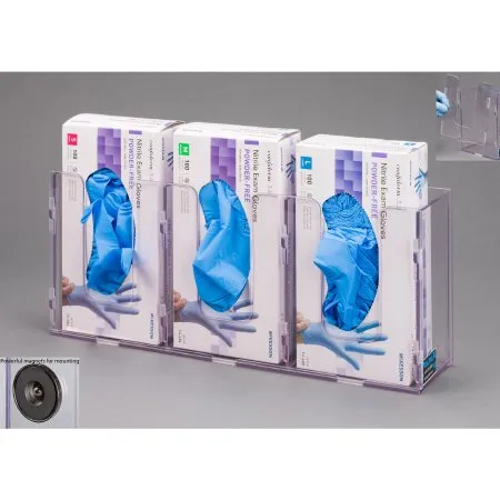 Poltex - From: 3GBSHORT-M To: 3GBST-M  Glove Box Holder Magnet Mounted 3 Box Capacity Clear 10 1/2 W X 3 1/4 D X 15 H Inch PETG Plastic