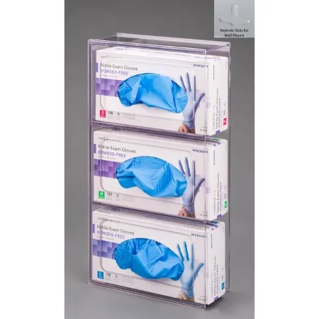 Poltex - 3GBST-W - Glove Box Holder Wall Mounted 3-box Capacity Clear 10-1/2 W X 3-1/4 D X 15 H Inch Petg Plastic