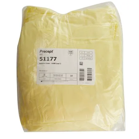 Aspen Surgical - Precept - 51177 - Products  Protective Procedure Gown  One Size Fits Most Yellow NonSterile AAMI Level 2 Disposable