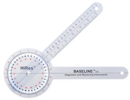 Fabrication Enterprises - 12-1000HR-25 - Baseline Plastic Goniometer - HiRes 360 Degree Head - 12 inch Arms, 25-pack