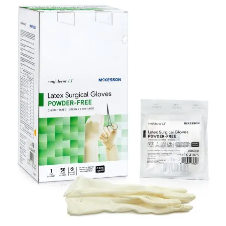 Confiderm LT - 14-31075 - Surgical Glove Confiderm Lt Size 7.5 Sterile Latex Standard Cuff Length Fully Textured Ivory Chemo Tested