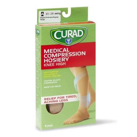 Medline - Curad - MDS1700ETH - Compression Stocking Curad Knee Hight Size E Tan Closed Toe