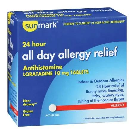 McKesson - sunmark 24 Hour - 70677014502 - Allergy Relief sunmark 24 Hour 10 mg Strength Tablet 90 per Bottle