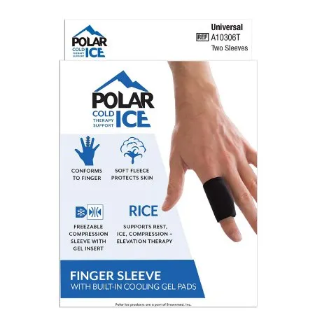 Brownmed - Polar Ice - A10306T - Finger Sleeve With Cooling Pad Polar Ice Adult One Size Fits Most Pull-on Finger Black
