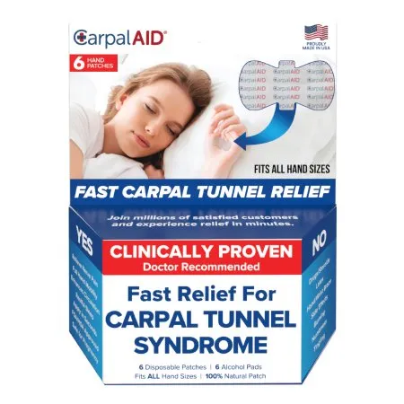 Carpal AID - UNI6PK - Hand-based Carpal Tunnel Support Carpal Aid Patch Plastic Left Or Right Hand Clear One Size Fits Most