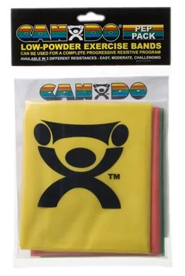 Fabrication Enterprises - 10-5280 - Cando Low Powder Exercise Band Pepo Pack - Easy With Yellow, Red And Green Band