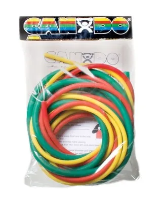 Fabrication Enterprises - CanDo Low Powder PEP Pack - 10-5380 -  Exercise Resistance Tubing Set  Yellow / Red / Green 6 Foot Length Easy Resistance