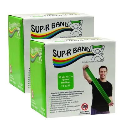 Fabrication Enterprises - 10-6333 - Sup-r Band Latex-free Exercise Band - Twin-pak - 100 Yard - (2 - 50 Yard Boxes) - Green