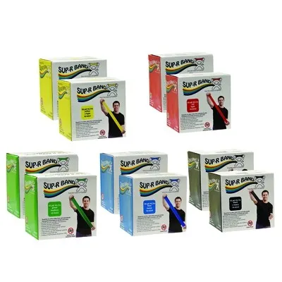 Fabrication Enterprises - 10-6338 - Sup-r Band Latex-free Exercise Band - Twin-pak - 100 Yard - 5 Color Set (2 - 50 Yard Boxes Of Each Color: Yellow, Red, Green, Blue, Black)