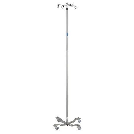 Blickman - 0518889400 - IV Stand, 4 Hook, Thumb Operated Slide Lock, 4 Leg, 21 1/4" Diameter Stainless Steel Low Center of Gravity Welded Base (DROP SHIP ONLY)