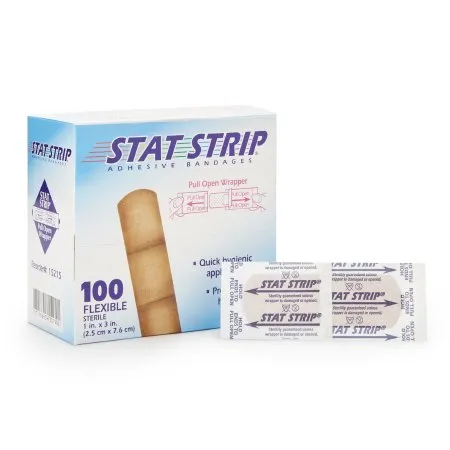 Dukal - American White Cross Stat Strip - 15215 - Adhesive Strip American White Cross Stat Strip 1 X 3 Inch Fabric Rectangle Tan Sterile