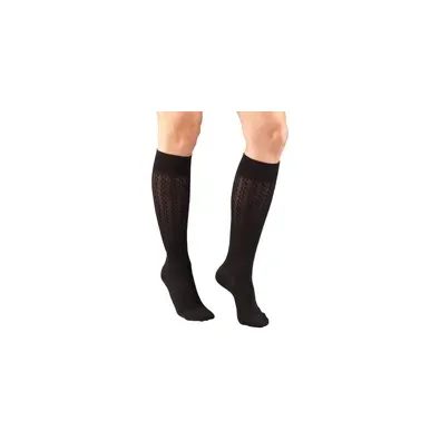 Truform - Ladies' Cable Pattern Socks - From: 1975BL-L To: 1975WH-S - Womens Cable Patten Knee High 15 20 Gradient Med