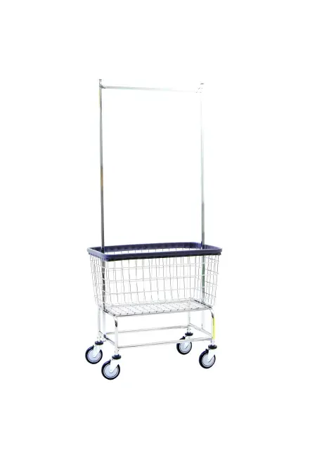 R & B Wire Products - 200CFC56C - Laundry Cart With Double Pole Rack 100 Lbs. Weight Capacity Steel Tubing 5 Inch Clean Wheel System Casters