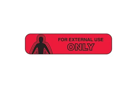Health Care Logistics - Indeed - 2018 - Pre-printed Label Indeed Auxiliary Label Red Paper For External Use Only Black Safety And Instructional 3/8 X 1-5/8 Inch