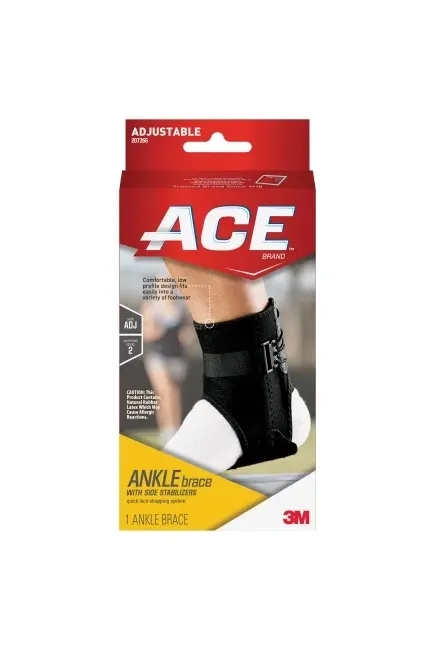 3M - 207266 - ACE Ankle Brace with Side Stabilizers Ace One Size Fits Most Lace Up Foot
