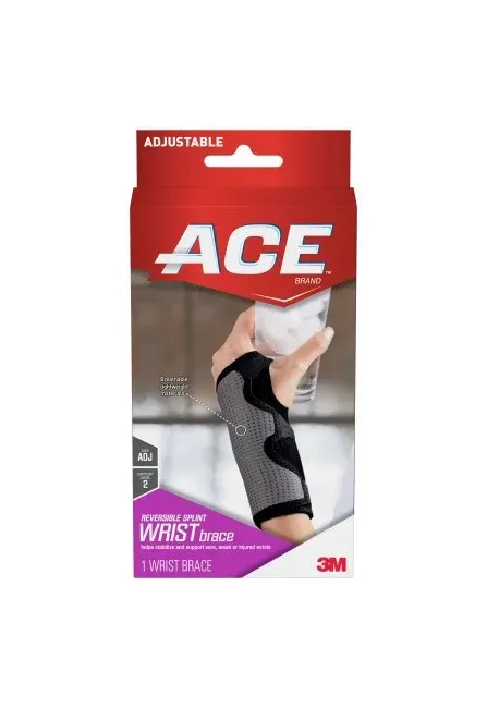 3m - From: 205276 To: 209623 - Ace Reversible Wrist Brace Ace Reversible Aluminum / Nylon / Polyester / Polyurethane / Spandex Left Or Right Hand Black / Gray One Size Fits Most