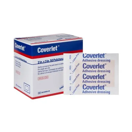BSN Medical - Coverlet - 340000 - Adhesive Strip Coverlet 2 X 3 Inch Fabric Rectangle Tan Sterile
