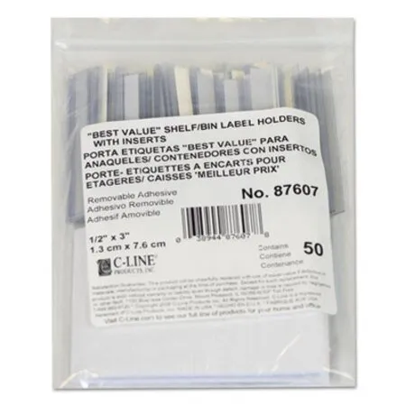 C-Line - CLI-87607 - Self-adhesive Label Holders, Top Load, 0.5 X 3, Clear, 50/pack
