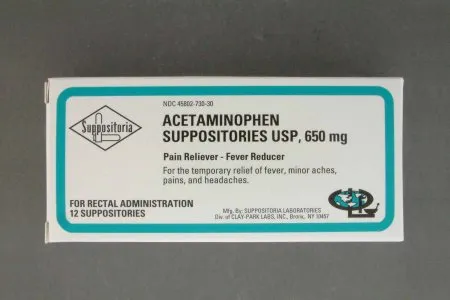 Clay Park Laboratories - 45802073030 - Pain Relief 650 mg Strength Acetaminophen Rectal Suppository 12 per Box