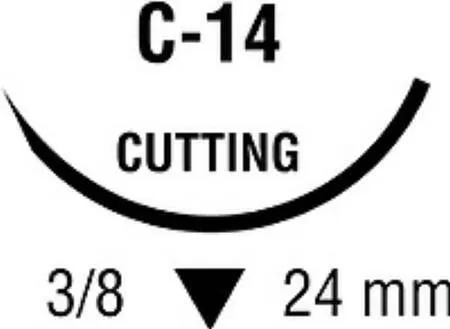 Covidien - Monosof~Dermalon - 88861744-41 - Nonabsorbable Suture With Needle Monosof~dermalon Nylon C-14 3/8 Circle Reverse Cutting Needle Size 3 - 0 Monofilament