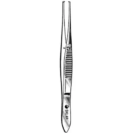 Sklar - 66-3340 - Tissue Forceps Iris 4 Inch Length Or Grade Stainless Steel Nonsterile Nonlocking Thumb Handle Straight Serrated Tips With 1 X 2 Teeth