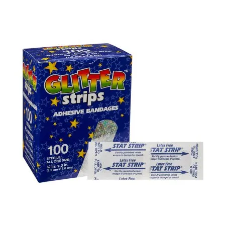 Dukal - Glitter Stat Strip - 1075413 -  Adhesive Strip  3/4 X 3 Inch Plastic Rectangle Kid Design (Glitter Strips) Sterile
