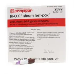Propper - From: 26920500 To: 26922000 - Manufacturing Bi o.k. Test pak With Steam Biological Indicators